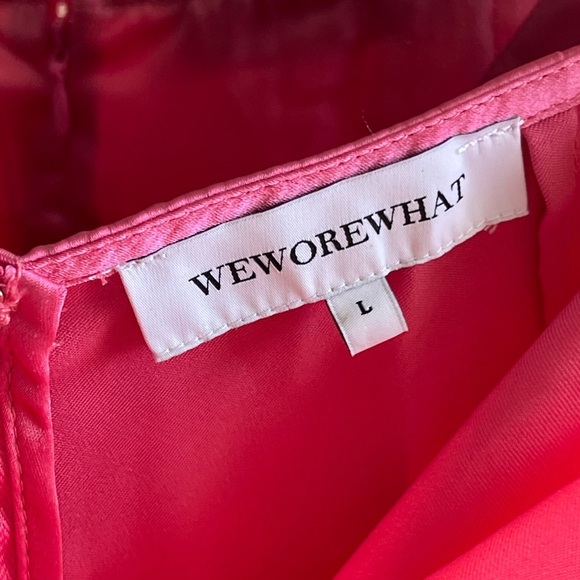 NWOT WeWoreWhat Cut Out Midi Skirt in Hot Pink Size Large Barbiecore - Picture 3 of 5